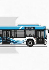 Modern City Express Bus Illustration - Eco-Friendly Transportation Design.