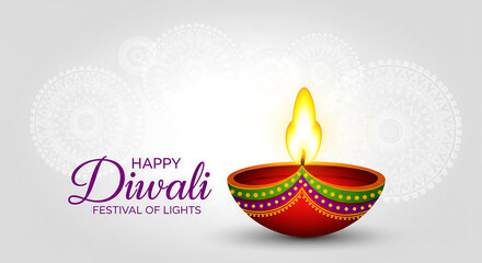 Radiant Diwali celebration with traditional diya lamp spreading joy and bright light