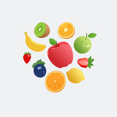 Naklejka premium Colorful Fruit Set Vector