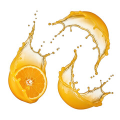 Refreshing Orange Juice Splash with Orange Half Vibrant Splash of Fresh Orange Juice with Orange Half Isolated on Transparent Background