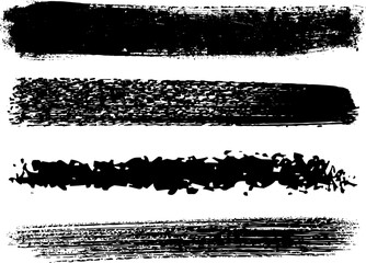 Black Grunge Brush Stroke Vector Set Isolated Ink Texture