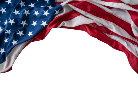 USA flag isolated on against transparent background with beautiful waving wave. Represents patriotism and freedom concept