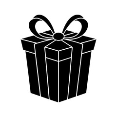 Gift box with bow silhouette vector clean on white background