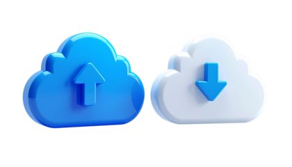3D Cloud Computing Icons Duo – isolated on transparent background