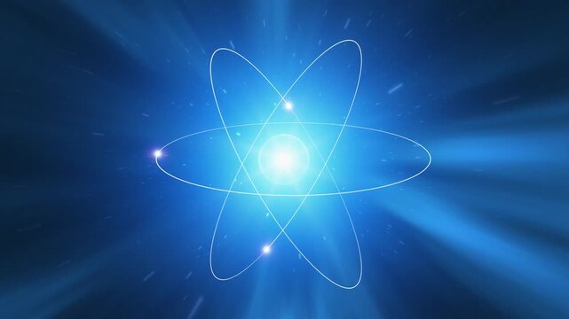  Blue glowing star light and atom animation.