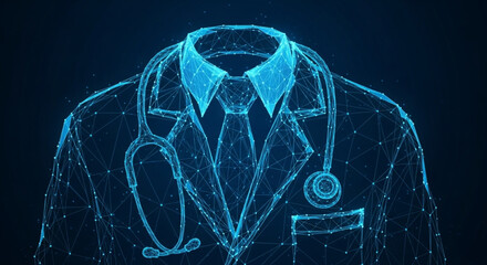 Doctor with Stethoscope in Futuristic Network Technology Design