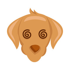 Golden Retriever Dog Face with Swirl Eyes Expressing Dizziness on a Transparent Background
