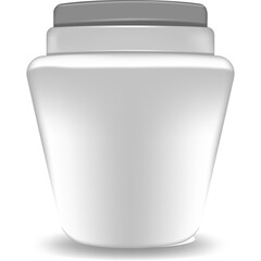 Glossy White Container with Grey Lid on Transparent Background Studio Lighting Object Illustration