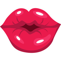 Glossy Pink Lips With A Kiss Shape Against A White Background Showing A Sensual Expression And Desire