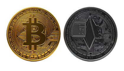 3D Cryptocurrency Coin Collection &ndash; isolated on transparent background