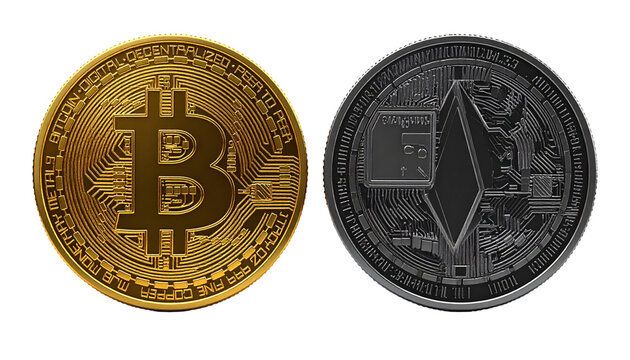 3D Cryptocurrency Coin Collection – isolated on transparent background - Powered by Adobe