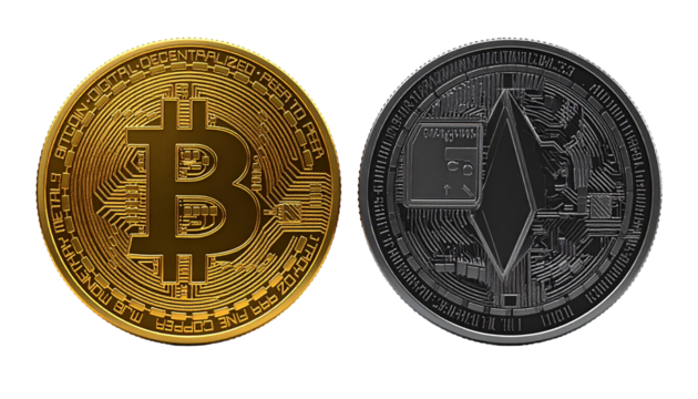 3D Cryptocurrency Coin Collection – isolated on transparent background