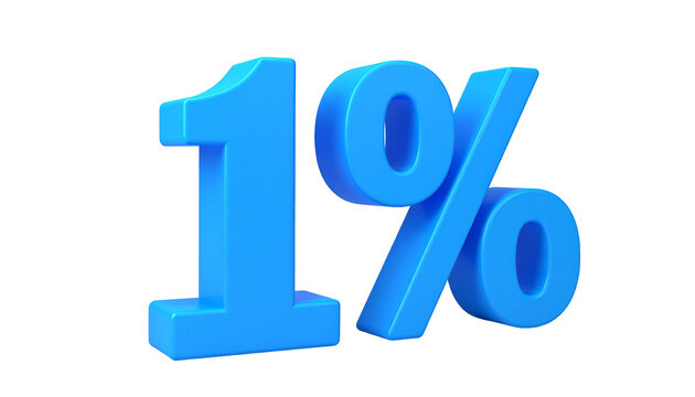 3D one percent symbol on black