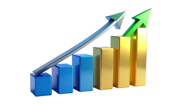 3D Growth Chart Bars Duo – isolated on transparent background - Powered by Adobe