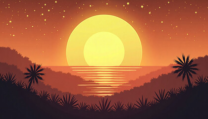 Sunset over calm sea