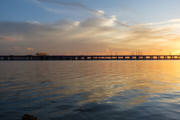 Sunset Glow Scenery of Qianhai Bay, Shenzhen, Guangdong Province
