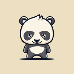 Smiling panda character with transparent background