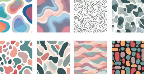 Abstract Organic Patterns Vector Set – 8 Styles of Flowing, Natural & Fluid Designs