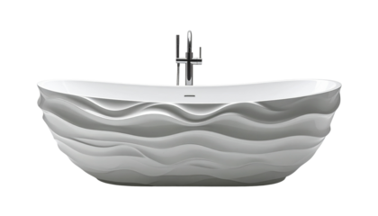 White, wavy-textured, modern bathtub