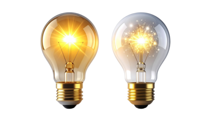  Bright Idea Light Bulbs Collection – isolated on transparent background