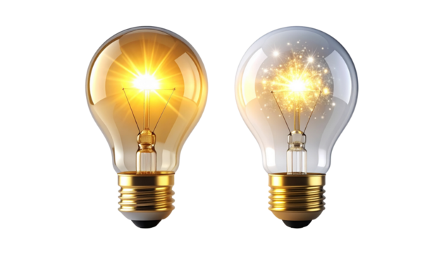  Bright Idea Light Bulbs Collection – isolated on transparent background