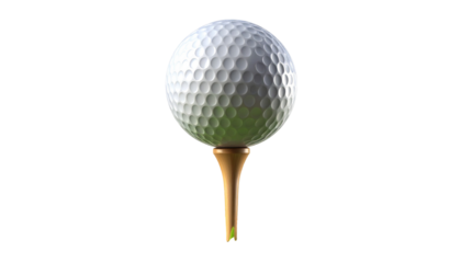 Golf ball on tee with green background