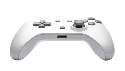White gamepad on black background