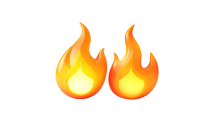 Two glossy orange flame icons on black
