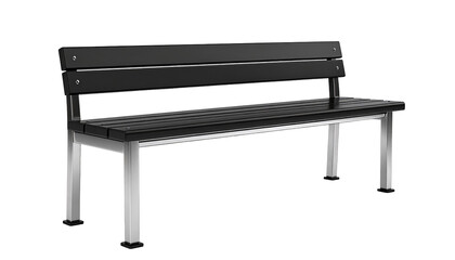 Black park bench with metal legs