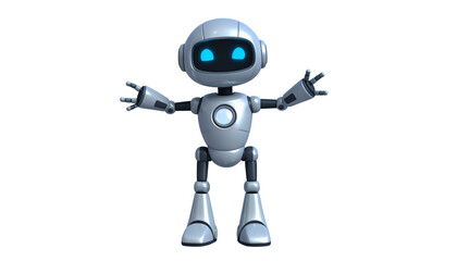 Shiny robotic figure, outstretched arms