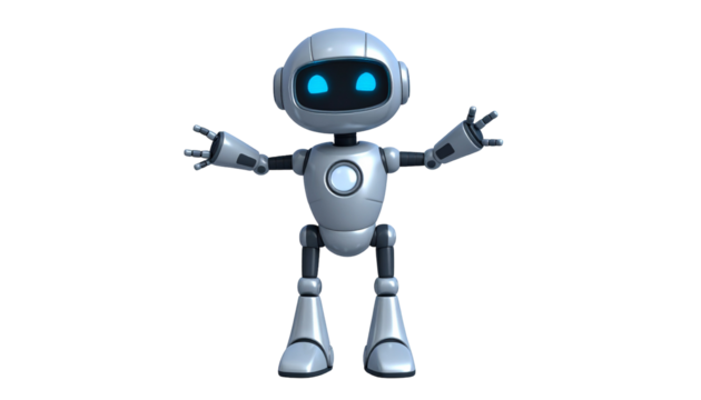 Shiny robotic figure, outstretched arms - Powered by Adobe