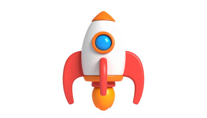 Cartoon rocket with orange accents