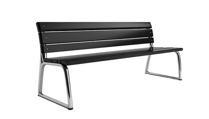 Black slat bench with steel legs