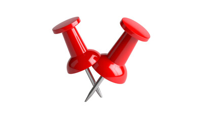 Two red pushpins on a black background