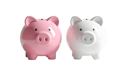  Classic Piggy Banks Duo – isolated on transparent background