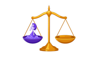 Scales balancing woman and empty side