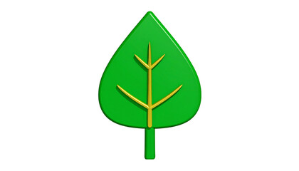 Stylized green leaf, yellow veins