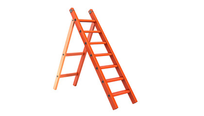 Upright, open orange ladder