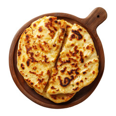 Chickpea flatbread with crispy golden brown texture isolated on white background. Concept of Argentina Faina food