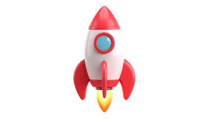 Cute, red-and-white 3D rocket render