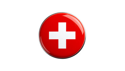 Fototapeta premium Red button with white cross icon