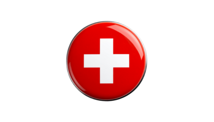 Red button with white cross icon