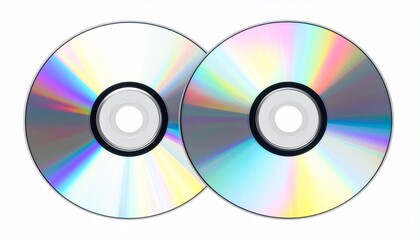 Reflective Compact Disc with Rainbow Surface on Transparent Background