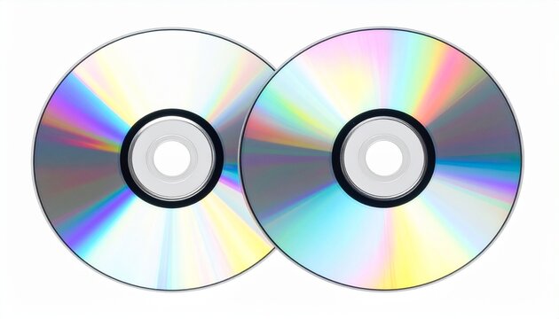 Reflective Compact Disc with Rainbow Surface on Transparent Background