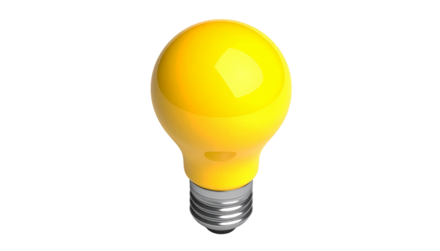 Yellow light bulb on a dark background