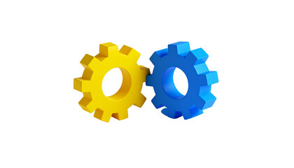 Interlocked yellow and blue gears