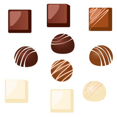 シンプルなチョコレートアソートのイラストセット