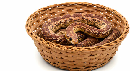 Obraz premium Cobra Resting Inside a Woven Basket 
