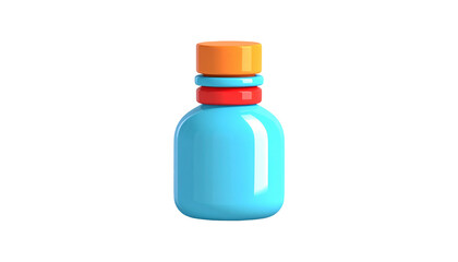 Glossy blue bottle with orange lid
