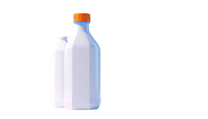 Two white bottles with orange caps